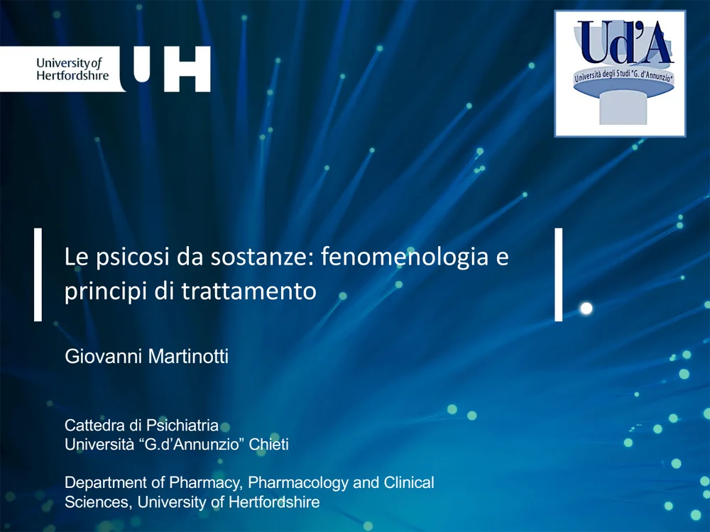 Slide from Prof. Giovanni Martinotti's talk on substance-induced psychoses: phenomenology and principles of treatment