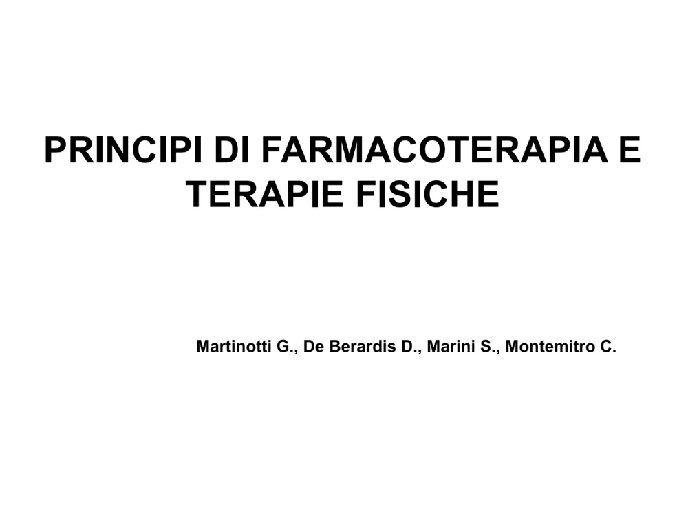 Slide della relazione del Prof. Giovanni Martinotti sui principi di farmacoterapia e terapie fisiche in psichiatria